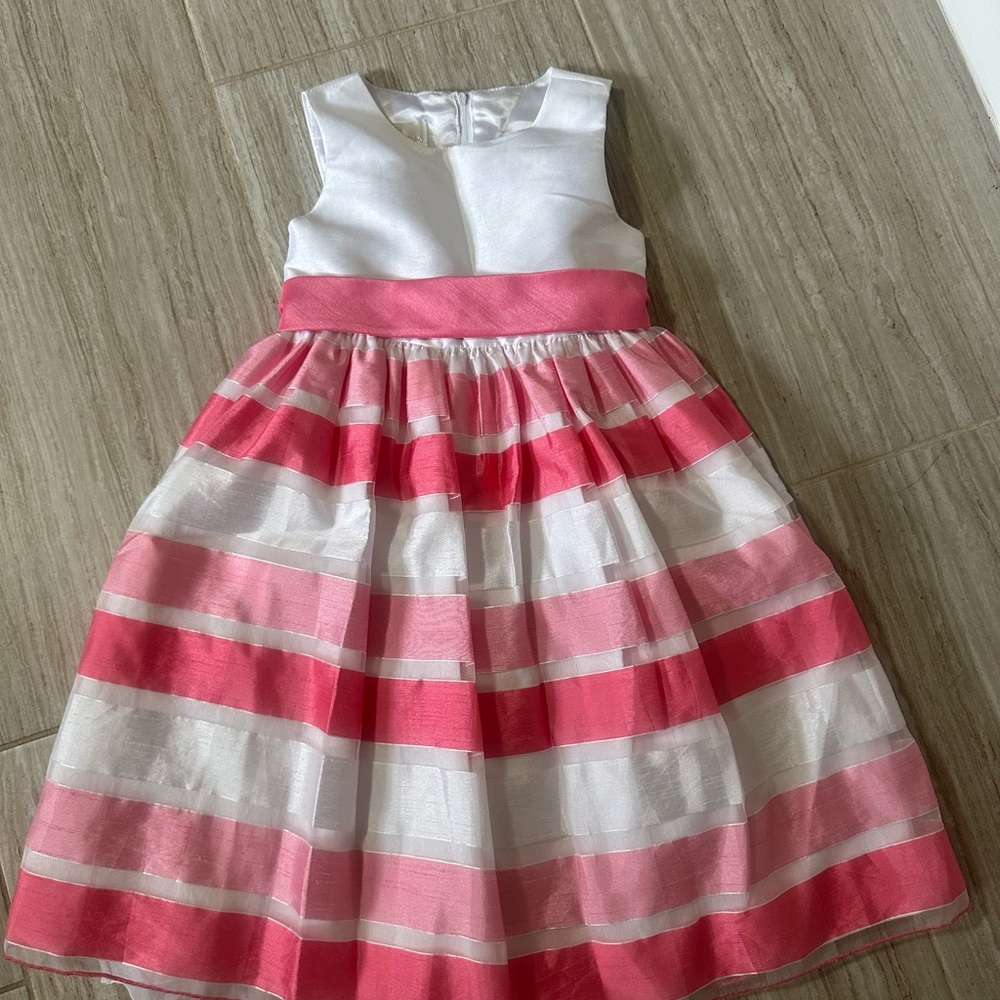 American Princess Pink and White Striped Formal Dress